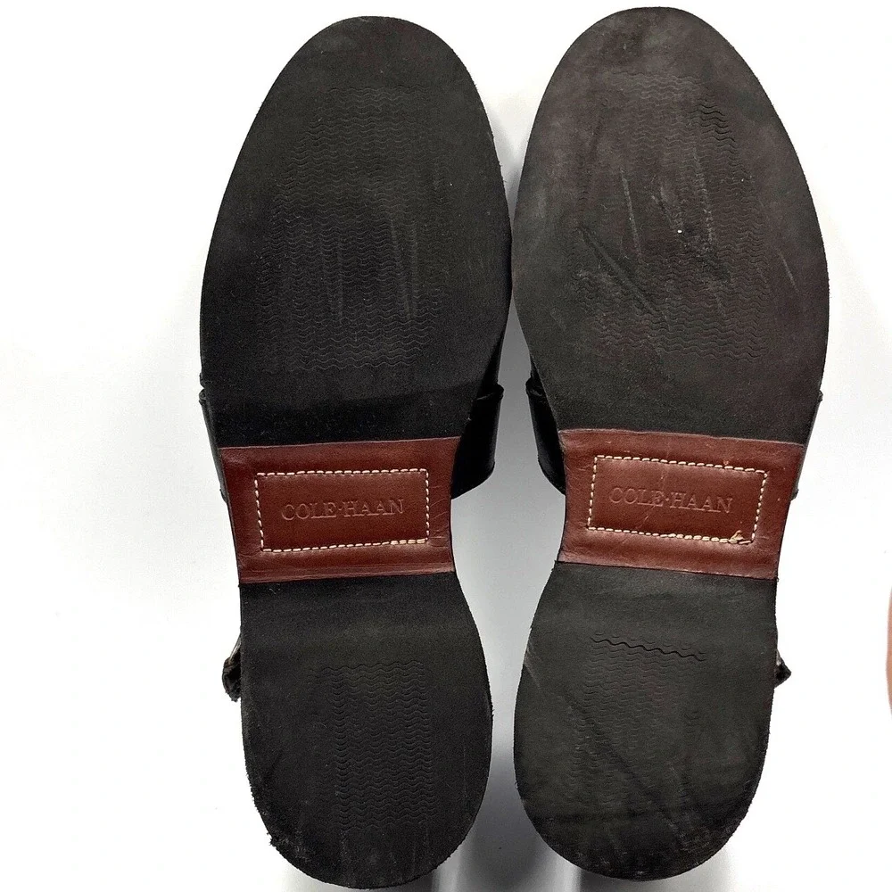 Cole Haan Mens Black Leather Fisherman Sandals Woven Closed Toe Buckle 11M 10468